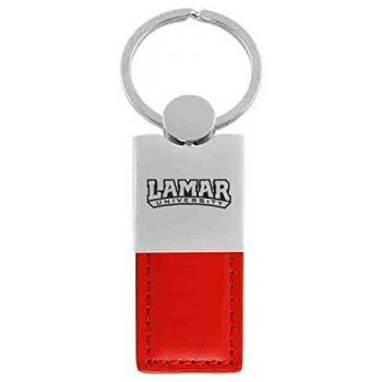 Modern Leather and Metal Keychain - Lamar Big Red