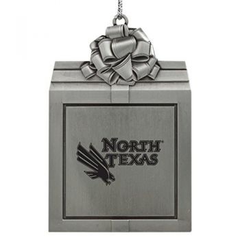 Pewter Gift Box Ornament - North Texas Mean Green