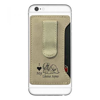 Cell Phone Card Holder Wallet with Money Clip  - I Love My Lhasa Apso