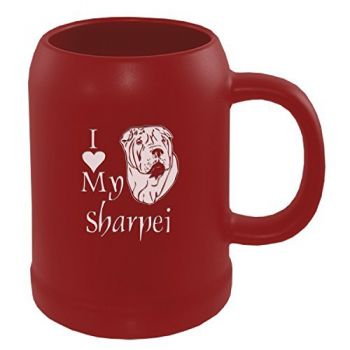 22 oz Ceramic Stein Coffee Mug  - I Love My Sharpei