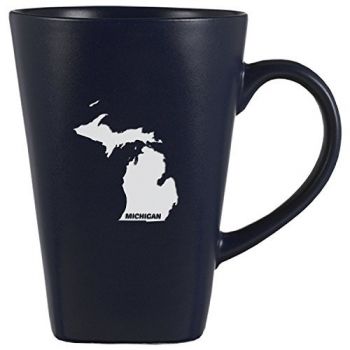 14 oz Square Ceramic Coffee Mug - Michigan State Outline - Michigan State Outline