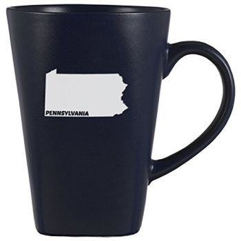 14 oz Square Ceramic Coffee Mug - Pennsylvania State Outline - Pennsylvania State Outline