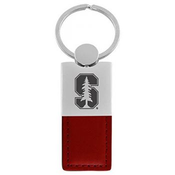 Modern Leather and Metal Keychain - Stanford Cardinals