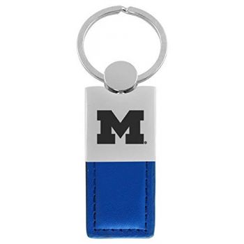 Modern Leather and Metal Keychain - Michigan Wolverines