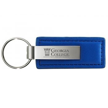 Stitched Leather and Metal Keychain - Georgia College Bobcats