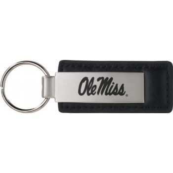 Stitched Leather and Metal Keychain - Ole Miss Rebels