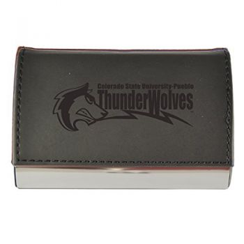 PU Leather Business Card Holder - CSU Pueblo Thunderwolves