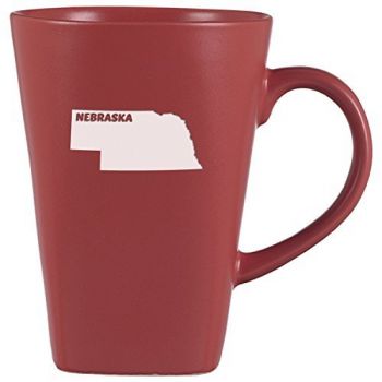 14 oz Square Ceramic Coffee Mug - Nebraska State Outline - Nebraska State Outline