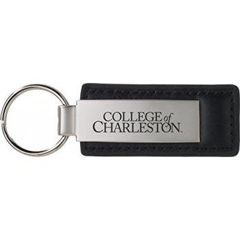 Stitched Leather and Metal Keychain - College of Charleston