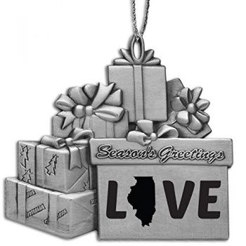 Pewter Gift Display Christmas Tree Ornament - Illinois Love - Illinois Love