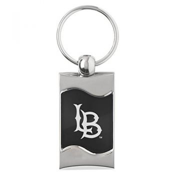 Keychain Fob with Wave Shaped Inlay - Long Beach State 49ers