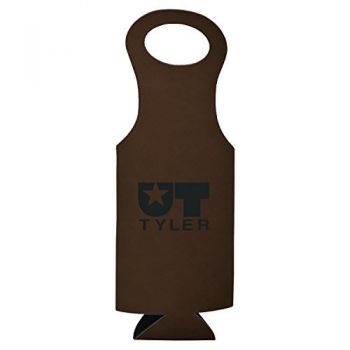 Velour Leather Wine Tote Carrier - UT Tyler Patriots