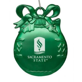 Pewter Christmas Bulb Ornament - Sacramento State Hornets