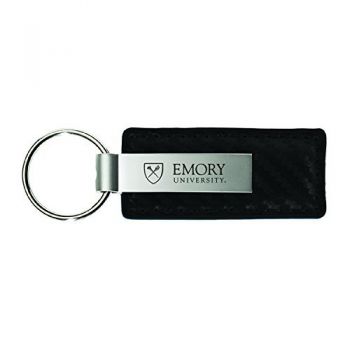 Carbon Fiber Styled Leather and Metal Keychain - Emory Eagles