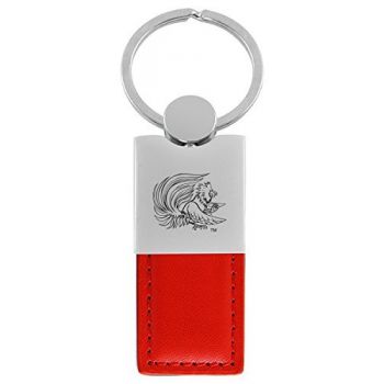 Modern Leather and Metal Keychain - Jacksonville State Gamecocks