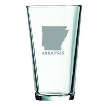 16 oz Pint Glass  - Arkansas State Outline - Arkansas State Outline