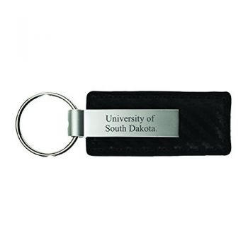 Carbon Fiber Styled Leather and Metal Keychain - South Dakota Coyotes