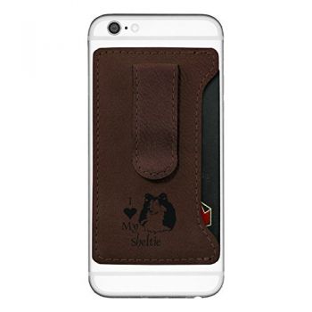 Cell Phone Card Holder Wallet with Money Clip  - I Love My Sheltie