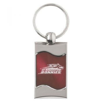 Keychain Fob with Wave Shaped Inlay - St. Bonaventure Bonnies