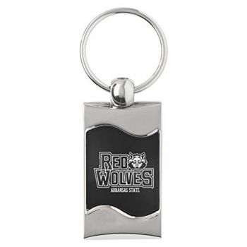 Keychain Fob with Wave Shaped Inlay - Arkansas State Red Wolves