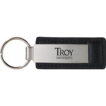 Stitched Leather and Metal Keychain - Troy Trojans