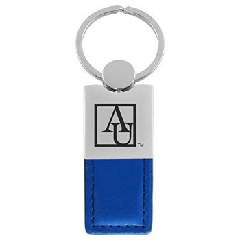 Modern Leather and Metal Keychain - American University