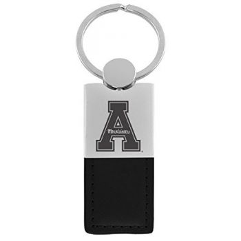 Modern Leather and Metal Keychain - Appalachian State Mountaineers