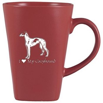 14 oz Square Ceramic Coffee Mug  - I Love My Greyhound