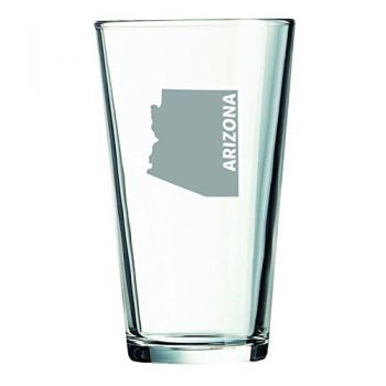 16 oz Pint Glass  - Arizona State Outline - Arizona State Outline