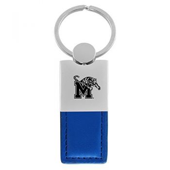 Modern Leather and Metal Keychain - Memphis Tigers