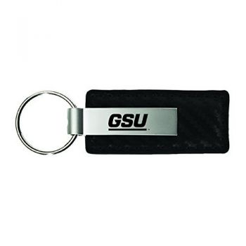 Carbon Fiber Styled Leather and Metal Keychain - Georgia State Panthers