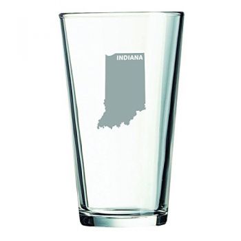 16 oz Pint Glass  - Indiana State Outline - Indiana State Outline