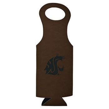 Velour Leather Wine Tote Carrier - Washington State Cougars