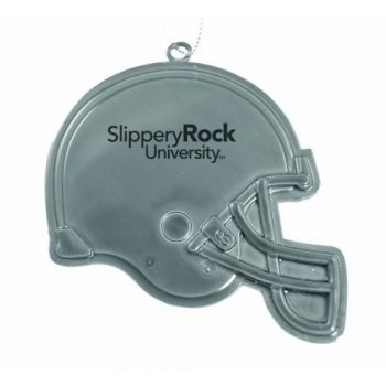Football Helmet Pewter Christmas Ornament - Slippery Rock