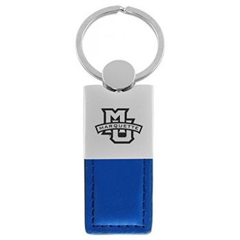 Modern Leather and Metal Keychain - Marquette Golden Eagles