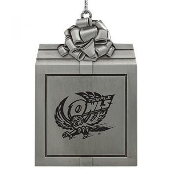 Pewter Gift Box Ornament - Temple Owls