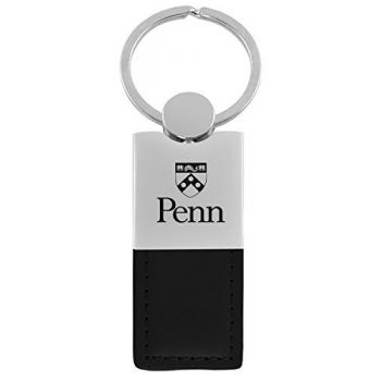 Modern Leather and Metal Keychain - Penn Quakers