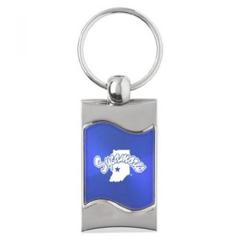 Keychain Fob with Wave Shaped Inlay - Indiana State Sycamores