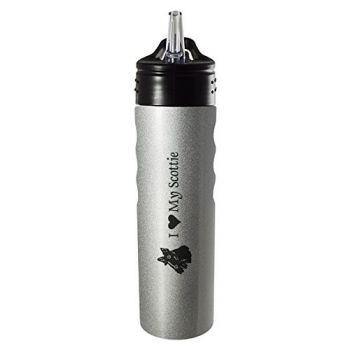 24 oz Stainless Steel Sports Water Bottle  - I Love My Scottish Terrier