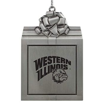 Pewter Gift Box Ornament - Western Illinois Leathernecks