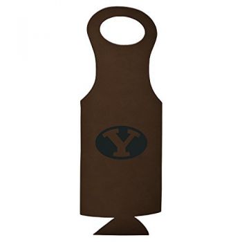 Velour Leather Wine Tote Carrier - BYU Cougars
