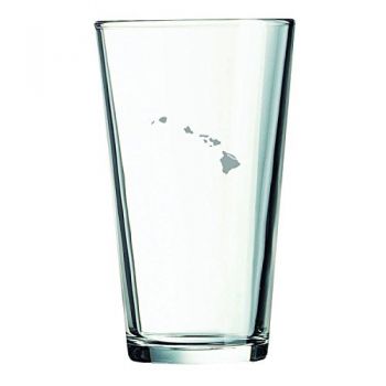 16 oz Pint Glass  - Hawaii State Outline - Hawaii State Outline
