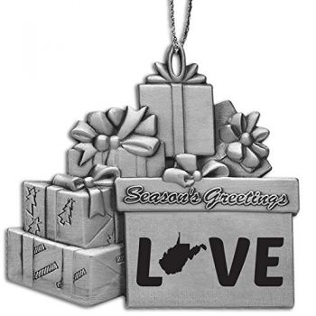 Pewter Gift Display Christmas Tree Ornament - West Virginia Love - West Virginia Love