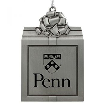 Pewter Gift Box Ornament - Penn Quakers