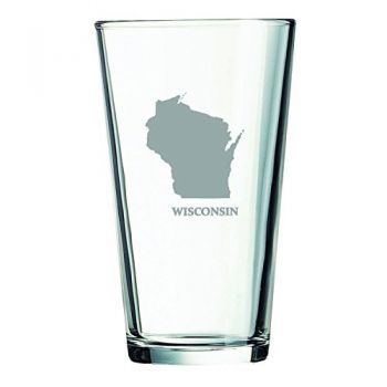 16 oz Pint Glass  - Wisconsin State Outline - Wisconsin State Outline