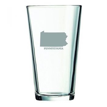 16 oz Pint Glass  - Pennsylvania State Outline - Pennsylvania State Outline