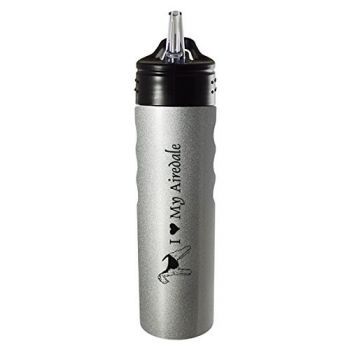 24 oz Stainless Steel Sports Water Bottle  - I Love My Airedale