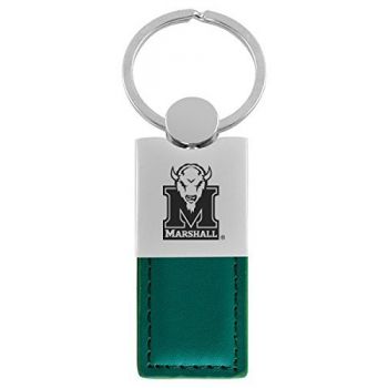 Modern Leather and Metal Keychain - Marshall Thundering Herd