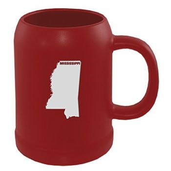 22 oz Ceramic Stein Coffee Mug - Mississippi State Outline - Mississippi State Outline