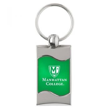 Keychain Fob with Wave Shaped Inlay - Manhattan College Jaspers